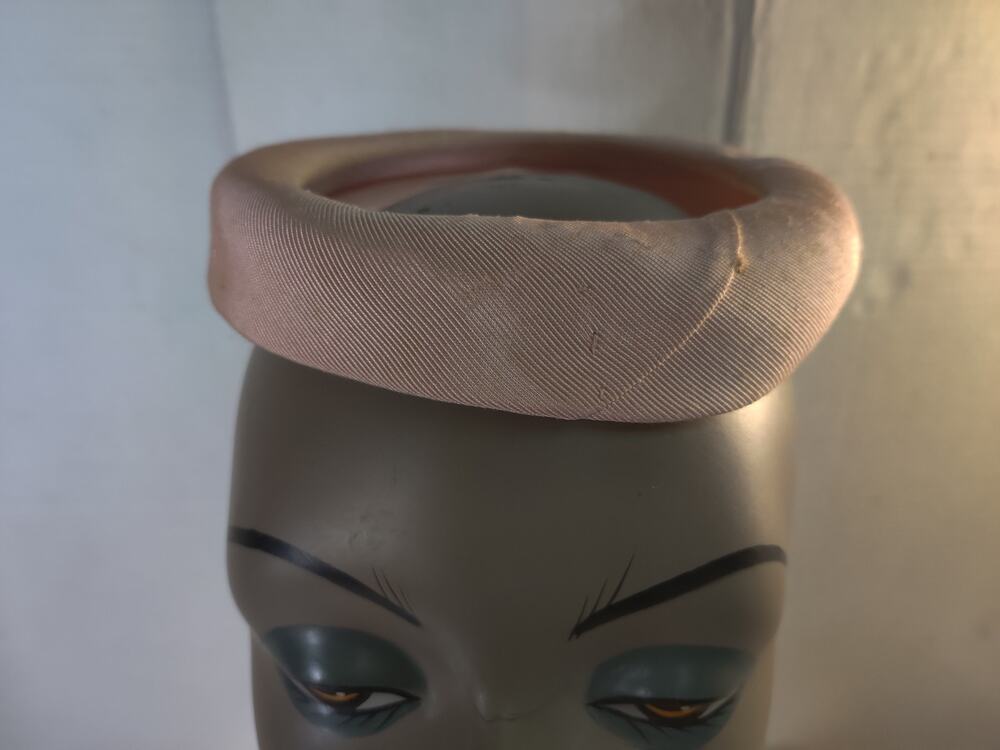Christine Original Ring Hat NO Mesh Veil Pink Ring Cloth Vintage 6.6"